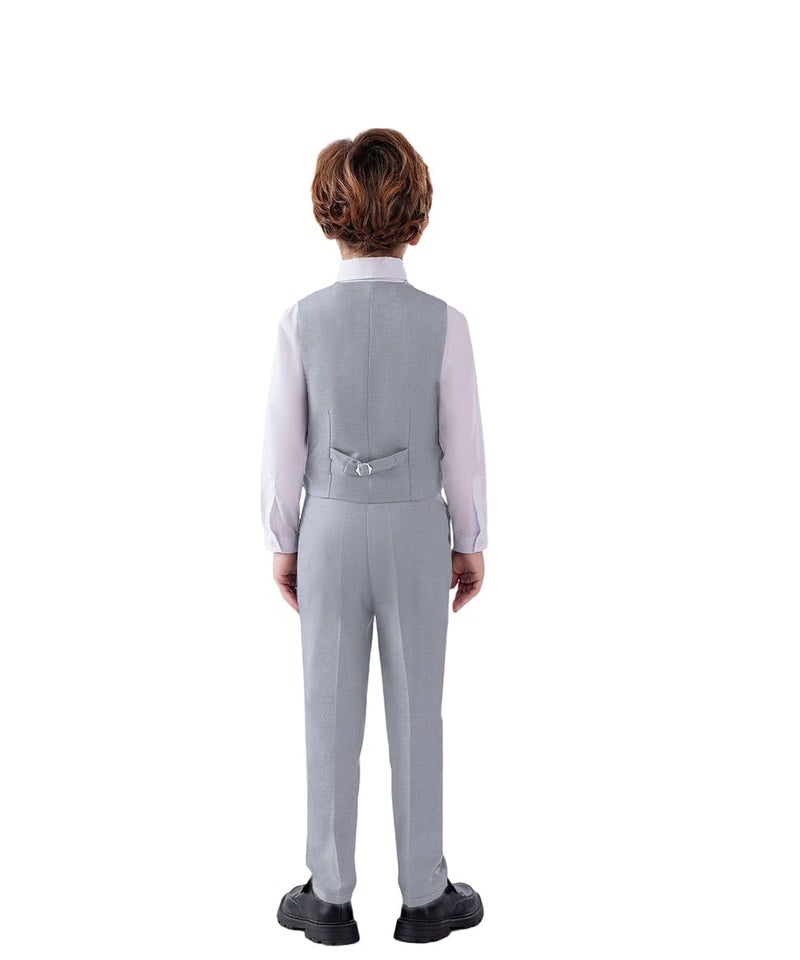SaiLiiny Kids Suits for Boys Wedding Dresswear Toddler Suit Vest and Pants Sets for Boy Size 4T Gray - Image 4